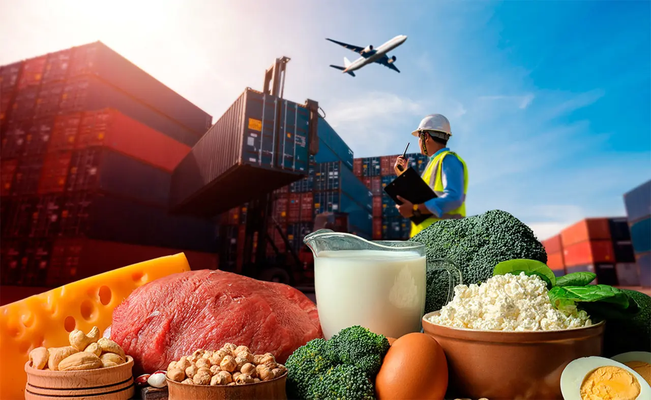 Agricultural exports being loaded for shipping